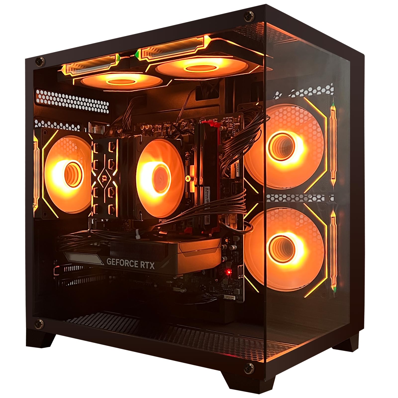 Gaming PC Desktop Computer,Core i5 14400F Gaming Computer RTX 5060 GDDR7,32GB RAM 1TB SSD,ARGB Fan,Prebuilt Gaming PC Tower for Office