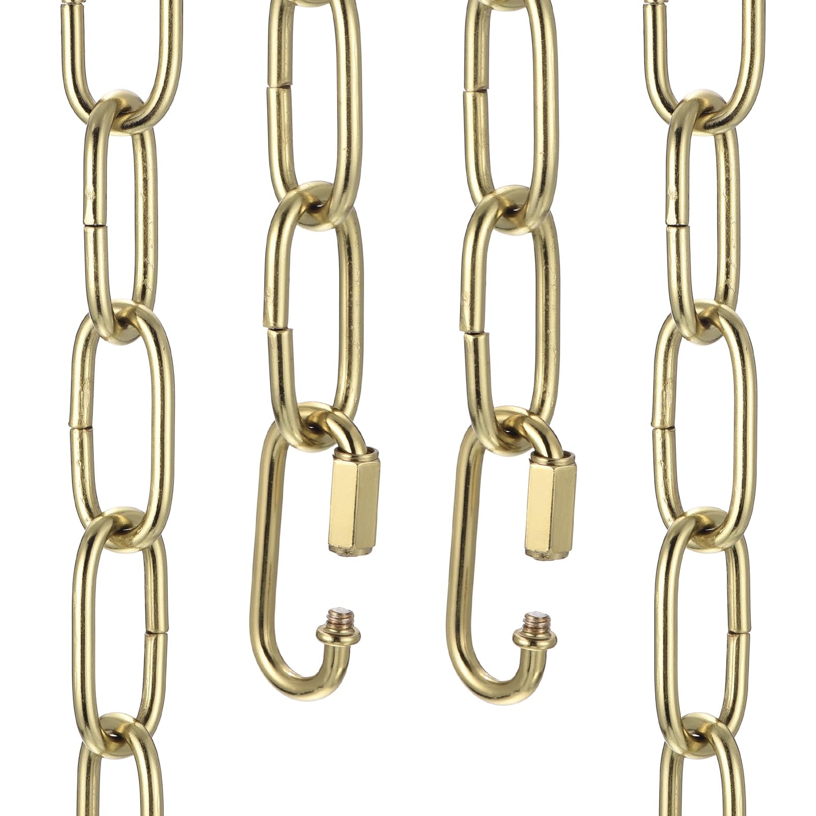 sourcing map 1ft Lighting Hanging Chain, 4mm/0.16" Looping Metal Pendant Chandelier Chain Extension with 2 Quick Link Lock for Hanging Plant Pendant Chandelier Light Fixture, Light Copper — image 1