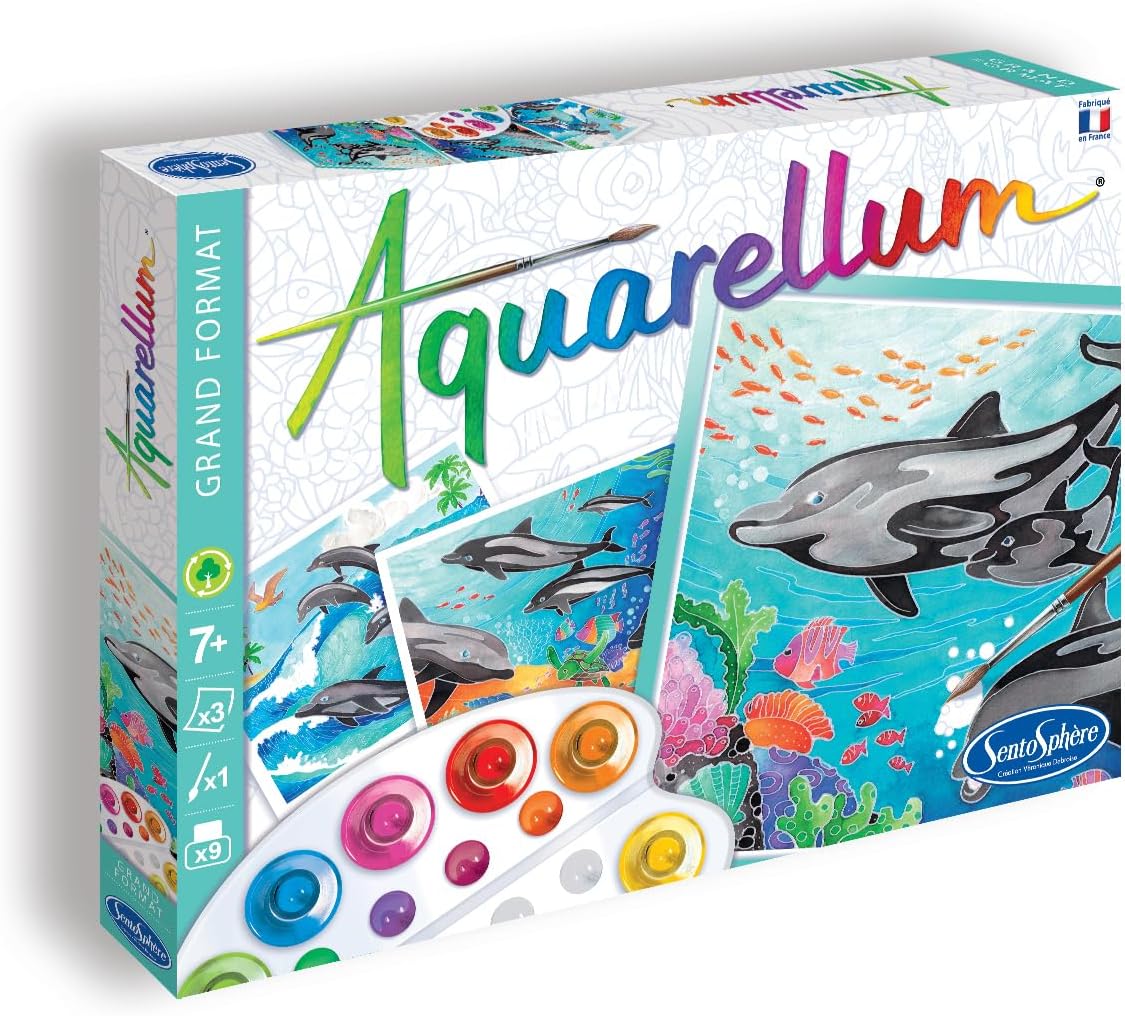 SentoSphere Aquarellum Large - Dolphins - Arts and Crafts Watercolor Paint Set