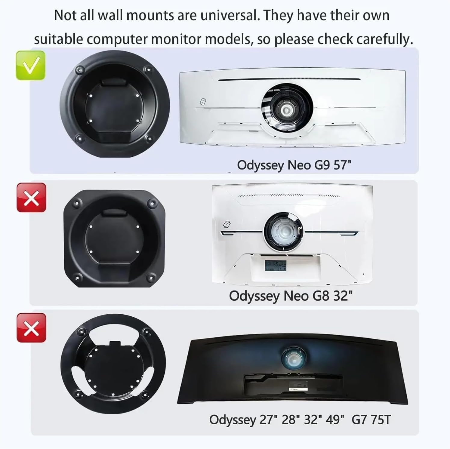 Wall Mount Adapter Bracket,Compatible for Samsung，Odyssey Neo G9 49'' Monitors C49G95T S49AG952NN Vesa Mount Adapter
