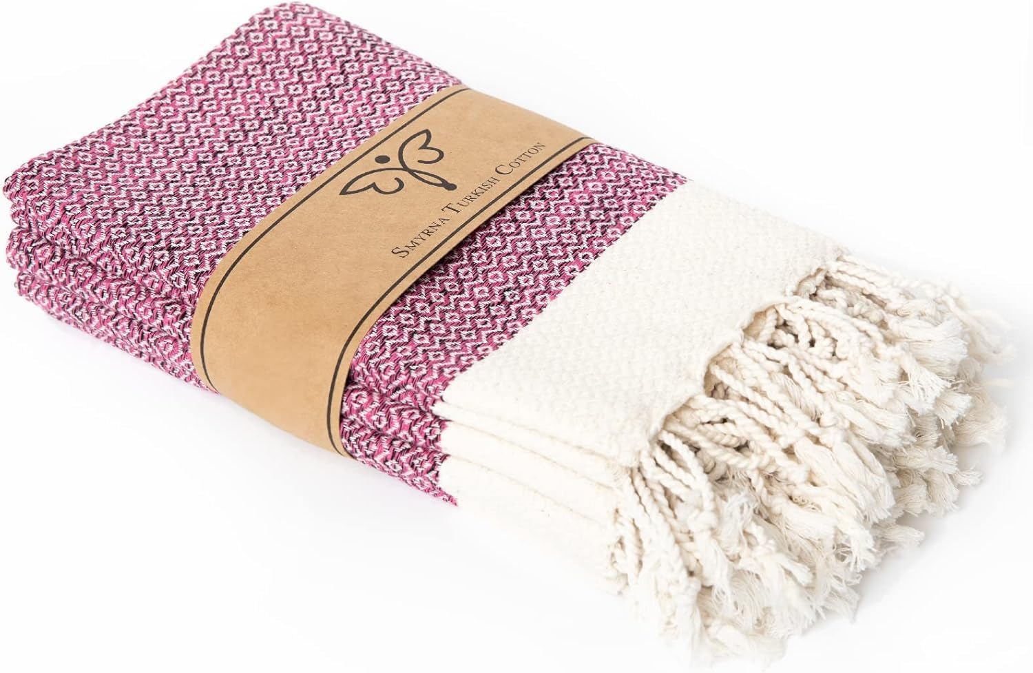 Servilletas de Tela Smyrna Turkish Cotton Set de 6, 18 x 18 Pulgadas, Fucsia