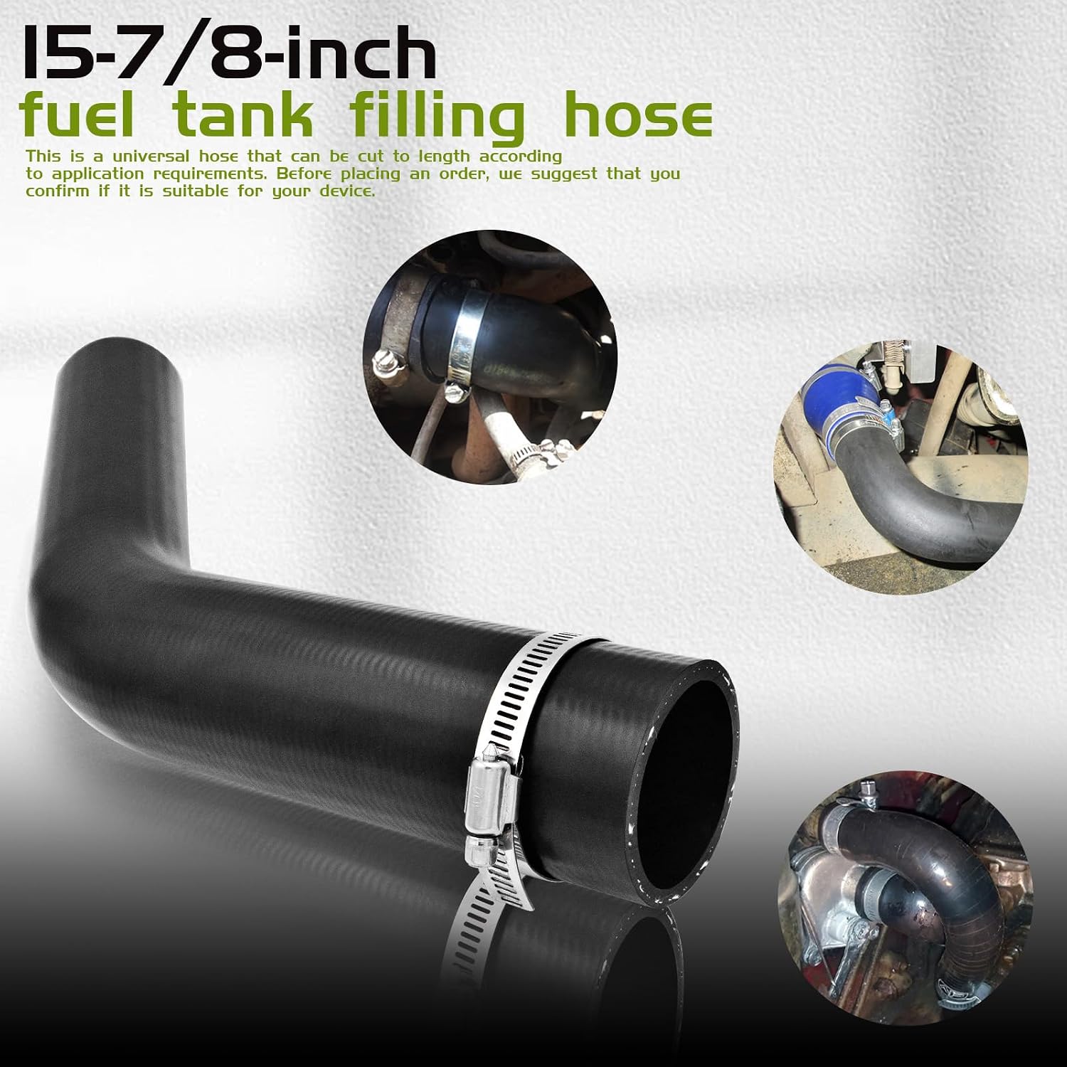 1 1/4" ID Gasoline Fuel Filler Neck Hose (45 Degree) with 4 Clamps - 15 7/8" Length Gas Tank Hose Replacement