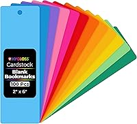 Hygloss 100 Colorful Blank DIY Bookmarks 2x6 Inch Cardstock Pre-Punched 65lb Paper for Crafts Classroom Gifts