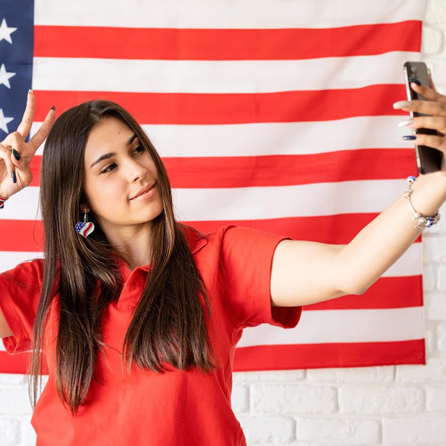American Flag Earrings - Red, White & Blue Patriotic Earrings for Women & Girls - Independence Day Accessories - Image 5