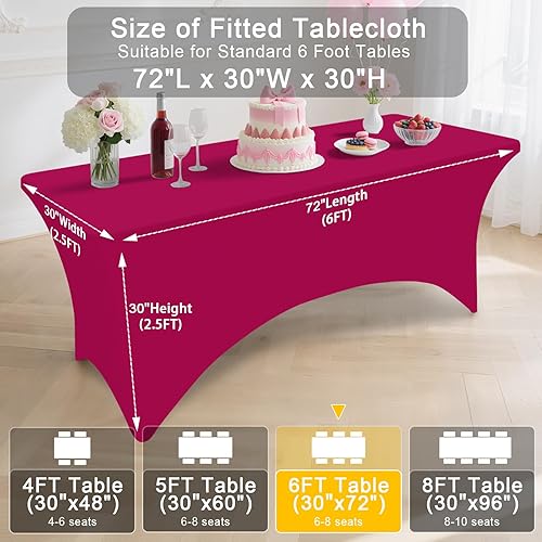 Miniatura 234 de Smiry Paquete de 2 manteles de elastano de 6 pies, elásticos ajustables, lavables y sin arrugas, rectangulares para mesa de patio, para exteriores,