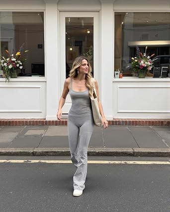 OQQ Women Pants Soft Active High Waist Crossover Flared Trousers with Pockets