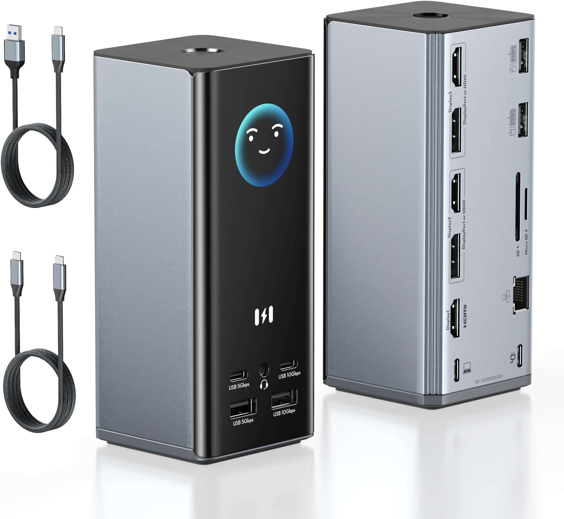 17-in-1 USB-C Docking Station, Supports Triple Display, 3 x HDMI & 2 x DisplayPort, Built-in Smart Display, Gigabit LAN, 100 W PD Charging, 10 Gbps USB-A/C SD/TF Card Reader, Audio Jack Included, Dell/HP/MacBook (M1/M2), Windows/macOS Compatible