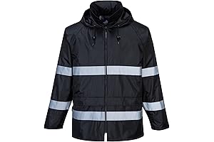 Portwest F440 Men's Hi Vis Waterproof Rain Jacket - Safety Rain Jacket for Men