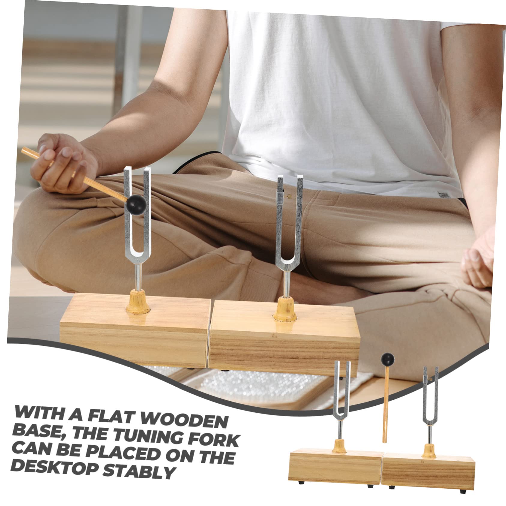 Resonanz Stimmgabel 440hz 1 Satz für Physik und Akustikversuche | Metall und Holz, Hammer Sowie Holzsockel Enthalten, Stabile Platzierung und Klare Tonhöhe