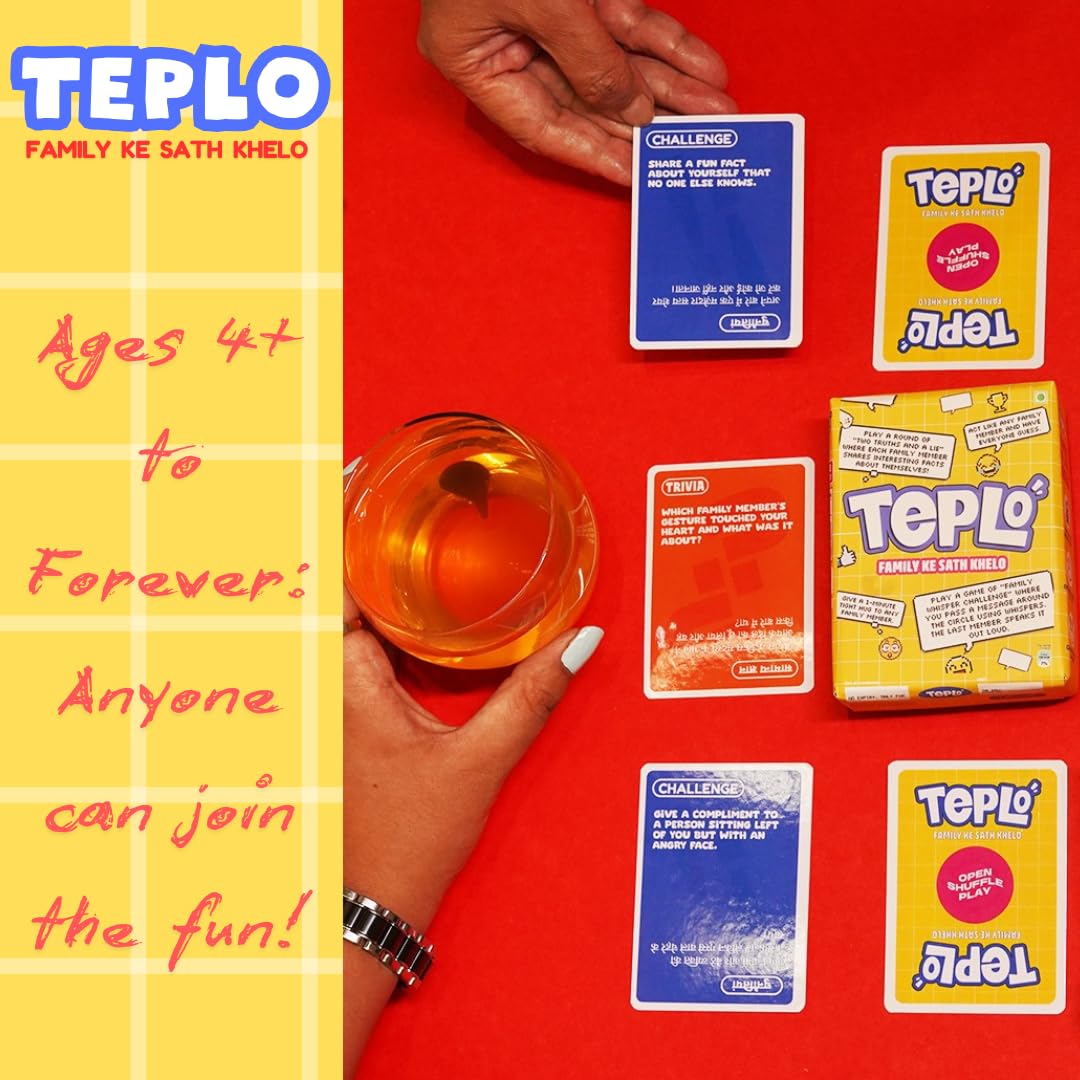 Giftcarnation Teplo Playing Cards for Family, Ages 8 and Up, Travel Games, Set of 51 Cards in Hindi & English, Fun Games for Families and Kids, 4 to ...