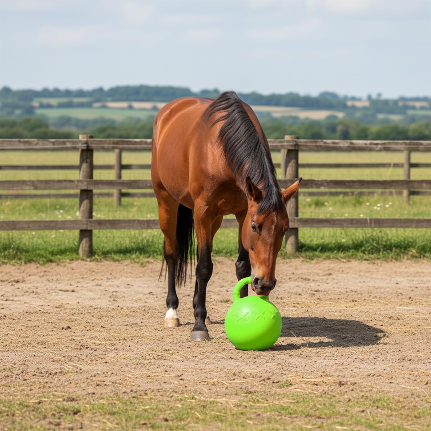 VOSS.farming Spielball mit Griff für Pferde 25cm grün Eva Kunststoff Beschäftigungsspielzeug