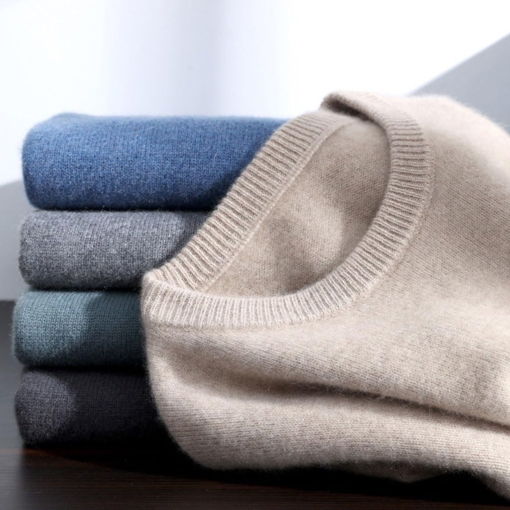 メンズカジュアルセーター ピュアカシミヤセーター男性暖かい底シャツラウンドネックジャンパー秋と冬の新しいニットトップス メンズソフト