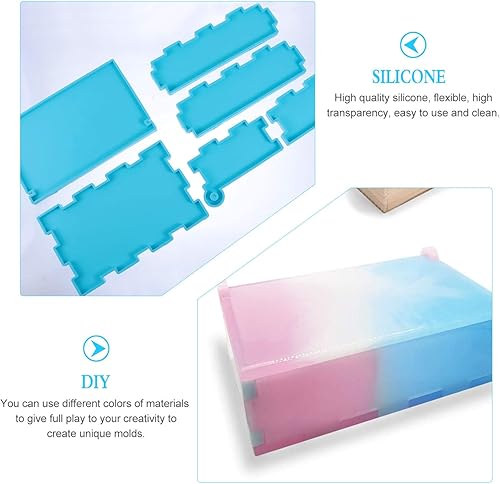 Miniatura 6 de EXCEART 1 Unidades DIY Domino Box Molde de Silicona y Domino Molds Set para Fundición de Resina Caja de Almacenamiento Domino Molde de Resina para
