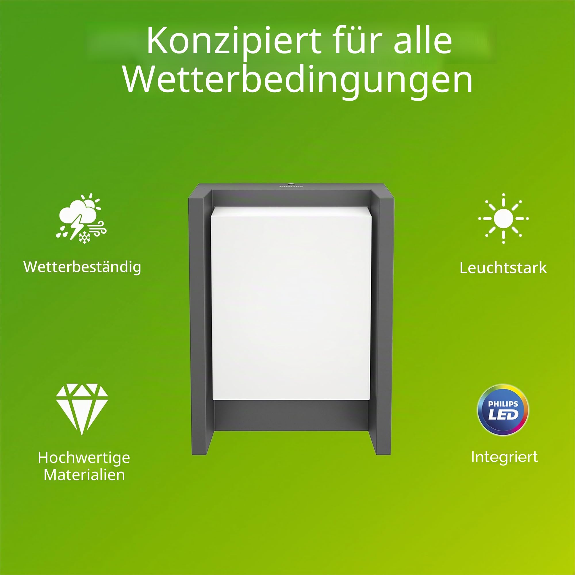 PHILIPS Arbour LED Outdoor Wandleuchte (6 W), wetterfeste Außenleuchte mit warmweißem Licht, energiesparende LED Beleuchtung, anthrazit