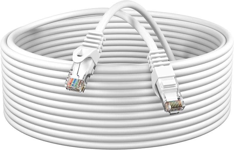 Cat5e 15FT Network Ethernet Patch Cable, 350Mhz Internet Wire, Backwards Compatible with Cat5, for PC, Modem, Router, Consoles for Home and Office, White