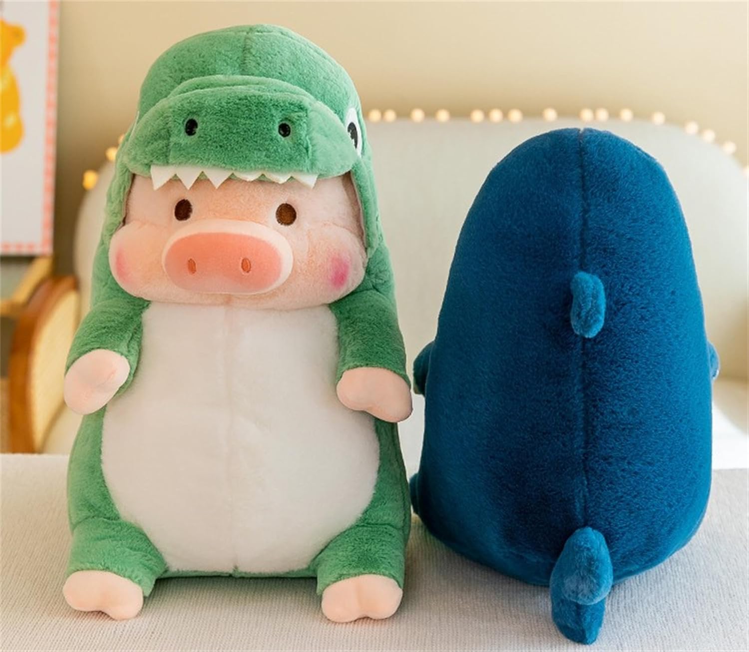 Pig Plush Stuffed Toy Pig Dressed as Shark Dinosaur Cute Plush Pillow for Boys Girls (Green, 15.6 in) - Image 6
