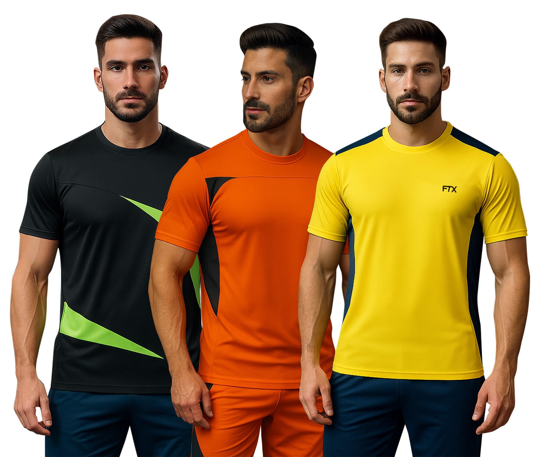 ftx Colorblock Dri-Fit Halfsleeve Activewear Sport Casual Round Neck T-Shirt for Men (Set of 3)-picture-28
