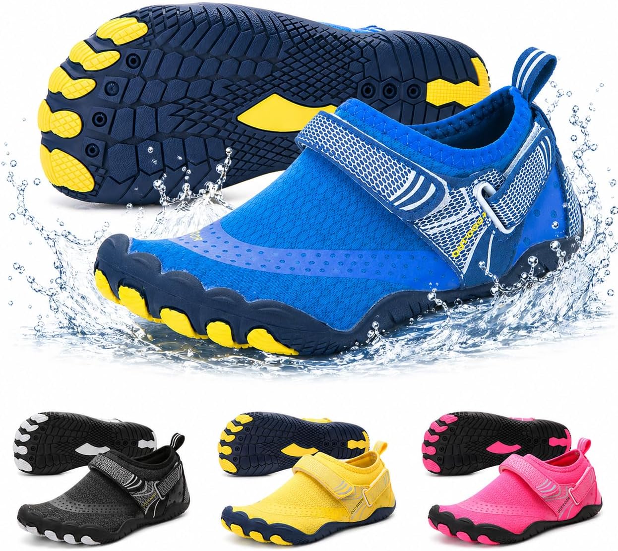 Blue Aqua Water Shoe for Kids Toddlers Hard Sole for Hiking Beach Pool Protection Aqua Socks for Boy Girl Breathable