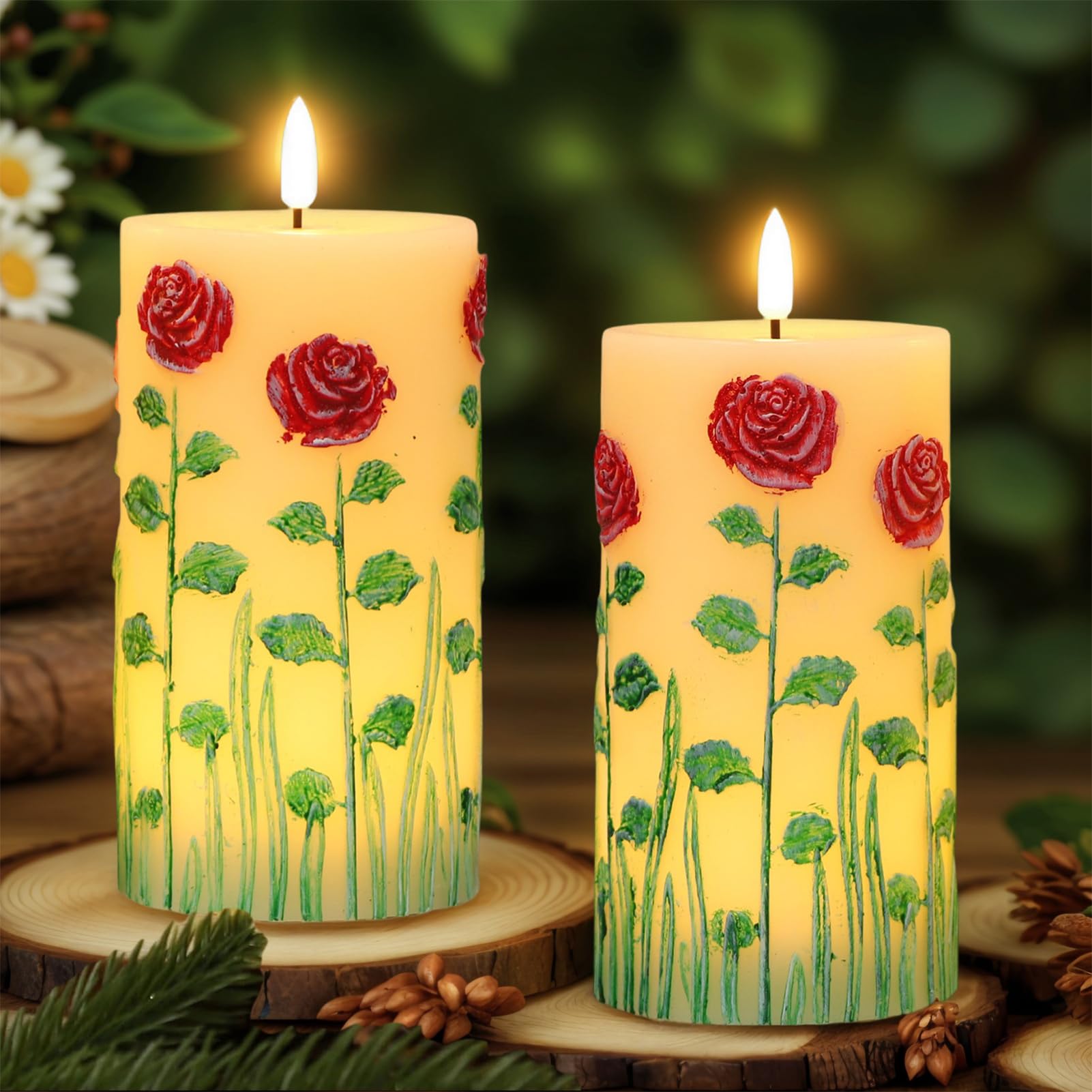 Eldnacele LED Flameless Pillar Candles Battery Operated with 6H Timer
