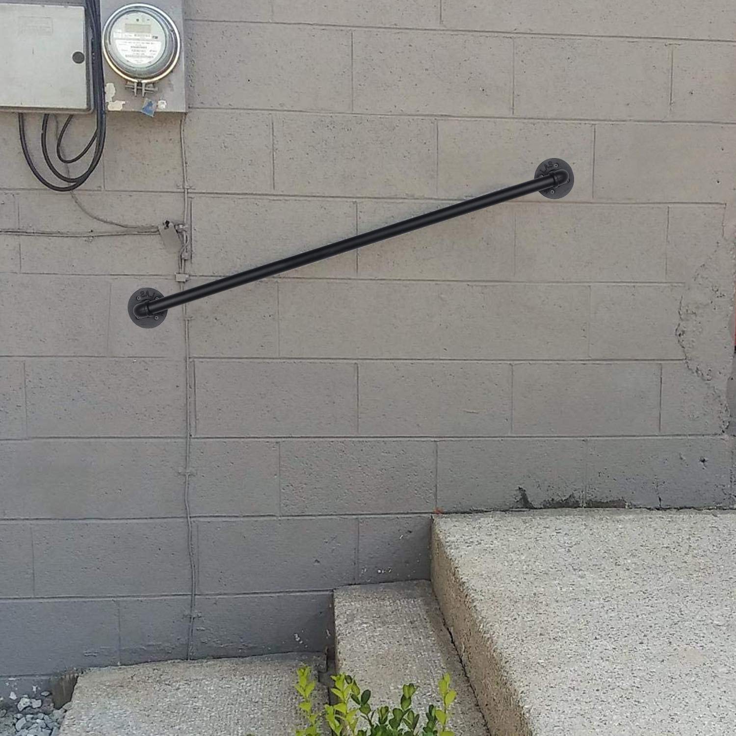 3ft Wall Stair Handrail, Black Rustic Industrial Grab Bar, Vintage Style Bath Grab Bar, Towel Holder for Bathroom, Kitchen