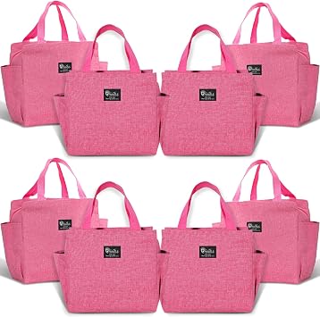 Lunch Bag 8PCS Tote Cooler Insulated Lunch Box for Women and Men Large Capacity Lunch Tote Bag Reusable Waterproof Bento Bag for Work Picnic Red 8PCS