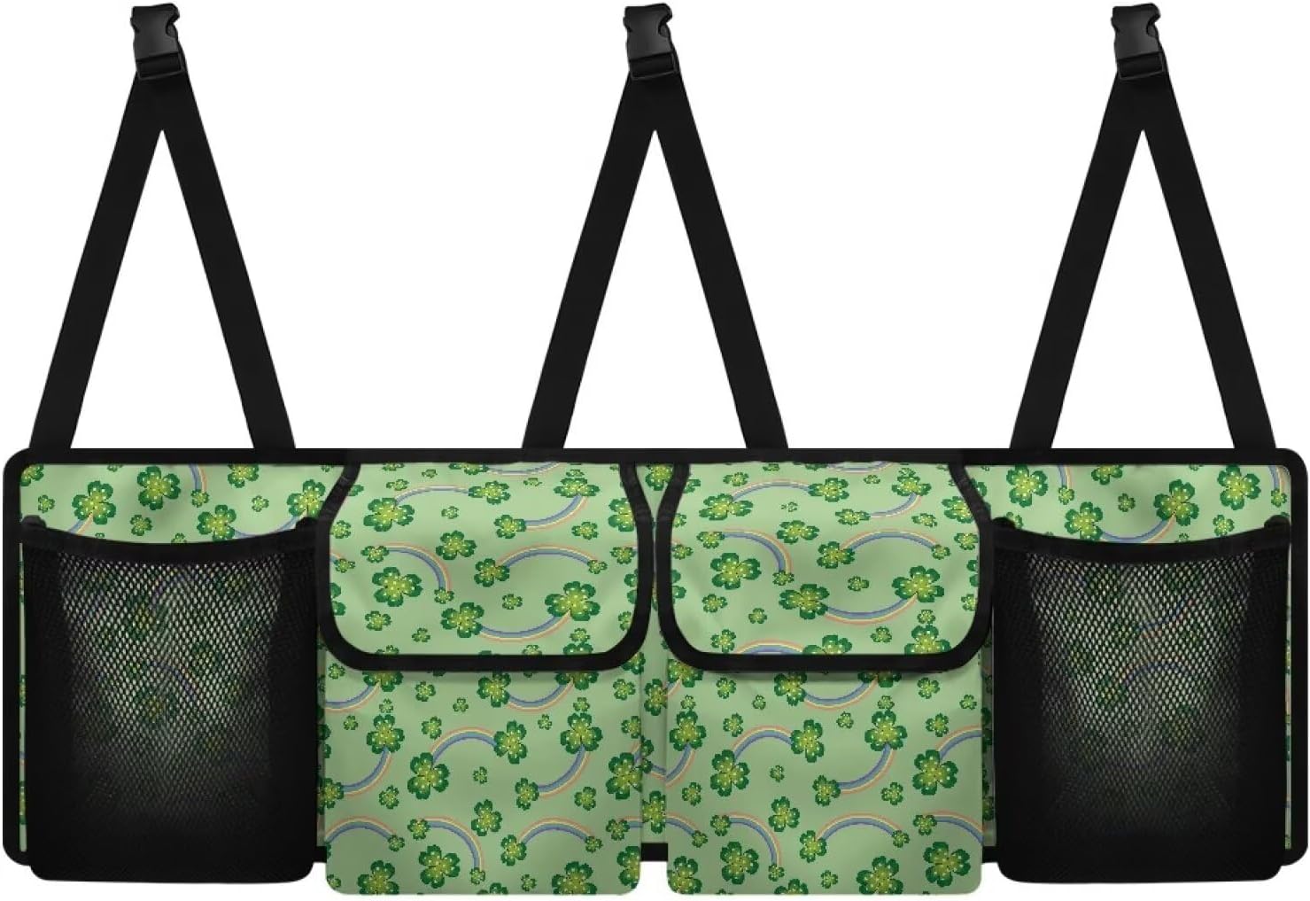 Shamrock Rainbow Print Car Trunk Organizer and Storage Hanging Car Storage Organizer for Headrest Large Capacity St. Patrick's Day Accessories for SUV Truck Jeep Van