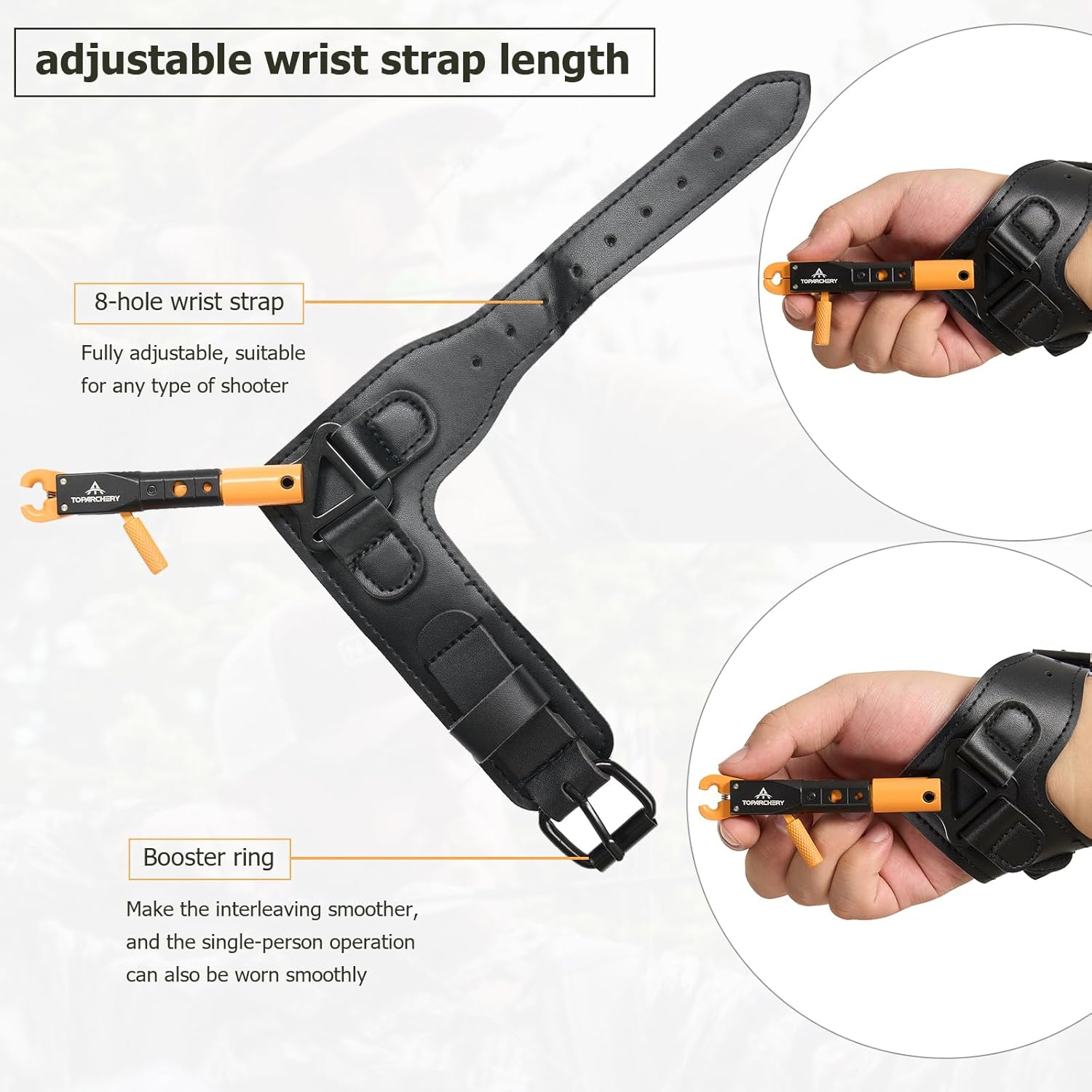 TOPARCHERY Archery Compound Bow Release Aids Trigger with 360° Rotating Caliper，Adjustable Length
