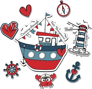 CFMONOGRAM Anniversary Cruise Door Decorations Magnetic - Honeymoon Cruise Ship Door Decorations, Cruise magnets, Fun Happy Ship Cabin sign (Cruisin through our Anniversary) (Honeymoon)