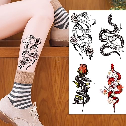 Miniatura 7 de 6 hojas de tatuaje temporal de león tigre negro, tatuaje de pierna y pecho para hombres y mujeres, diseños de animales salvajes arte corporal en la