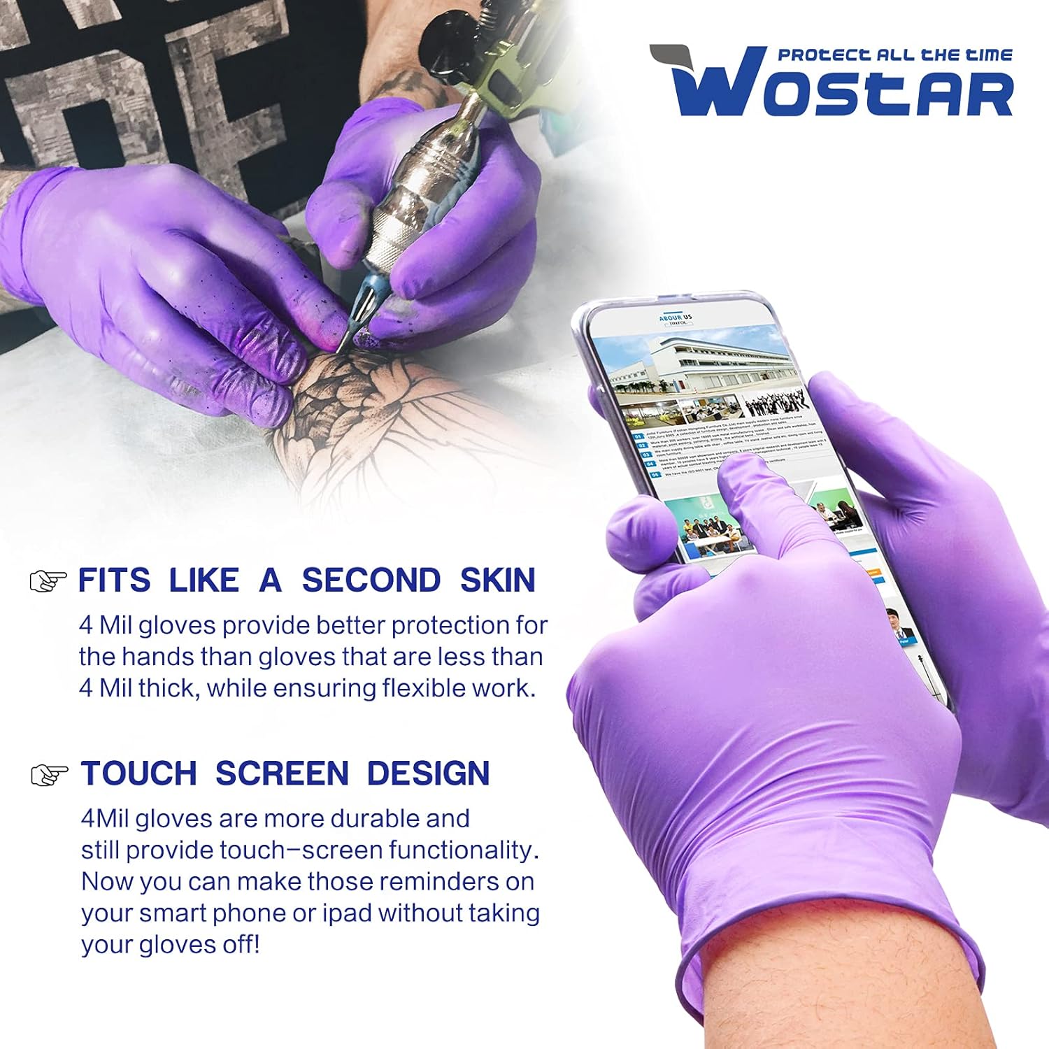 Wostar Nitrile Gloves Purple Small Disposable Gloves 4 Mil Pack of 100 Powder Latex Free Exam Working Gloves : Industrial & Scientific