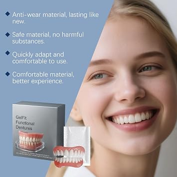 AdaptableFit Functional Dentures, Advanced Customized Full Denture Set, Multi-Functional Shaping Silicone Reline Denture Set, Soft and Comfortable (1 PCS)