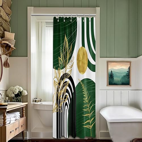 Miniatura 91 de Cortina de ducha moderna de mediados de siglo en blanco y negro, cortinas de ducha para hombre, juego de decoración de baño para hombres, patrón