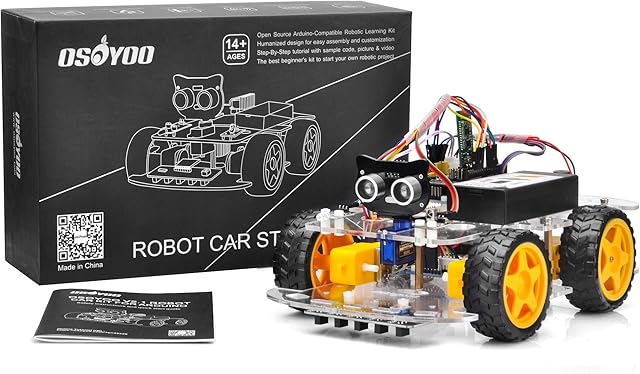 OSOYOO Robot Car Starter Kit for Arduino UNO R3 | STEM Remote Controlled Educational Motorized Robotics for Building Programming Learning How to Code | IOT Mechanical DIY Coding for Kids Teens Adults