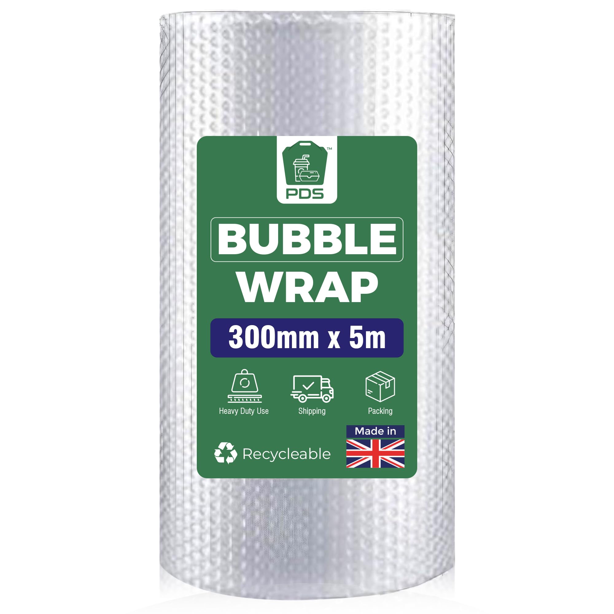 Pds Clear 1 Roll 300Mm X 5M Large Bubble Wrap Roll - Small Air Bubbles Packaging For House Moving & Packing Storage Boxes
