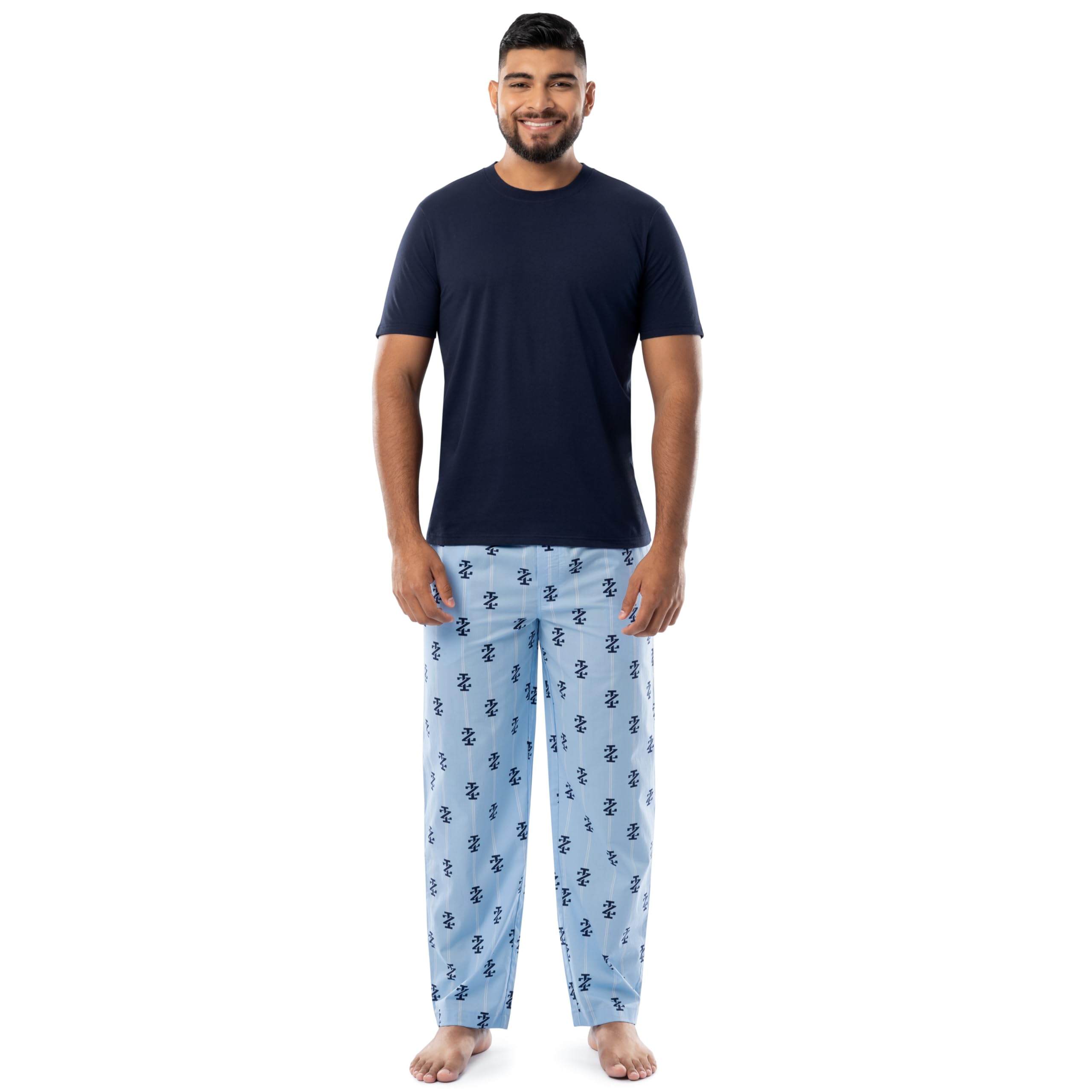 izod Men's Short Sleeve Jersey Top and Printed Pants Pajama Sleep Set-picture-24