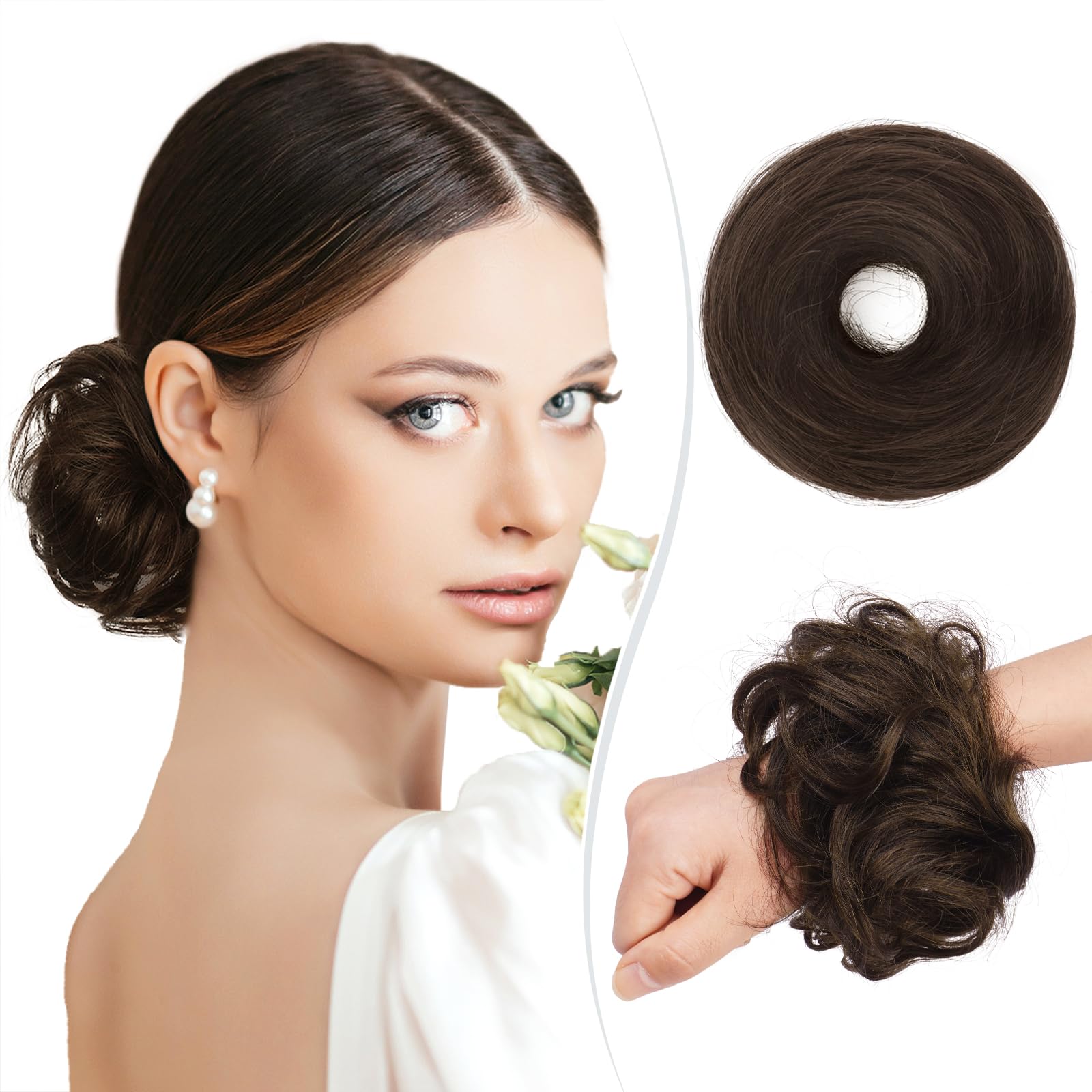 Amazon.com : RUWISS Human Hair Bun Hair Piece Long Thin  display picture 2