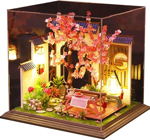 Miniatura 2 de Roroom Kit de casa de muñecas en miniatura y muebles, mini casa de muñecas de madera 3D, modelo artesanal estilo chino con cubierta a prueba de Hl05