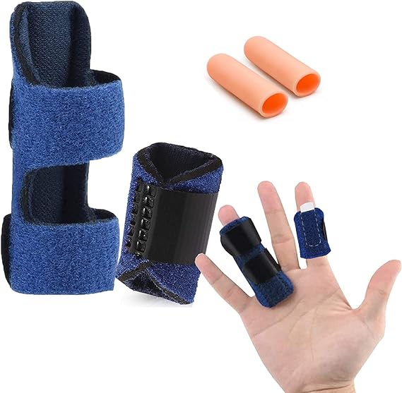 2 Pcs Trigger Finger Splints, Finger Support with 2 Gel Sleeves,Index