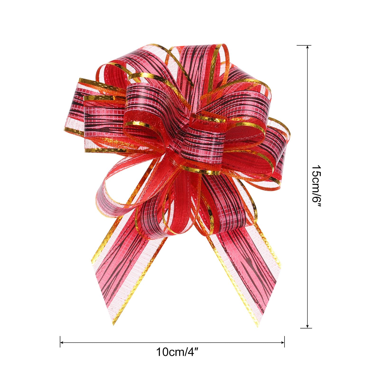 Uxcell 20pcs 6 Inch Large Pull Bow Gift Wrapping Bows Ribbon Organza Burgundy for Wedding Baskets Presents Christmas Party - Image 2