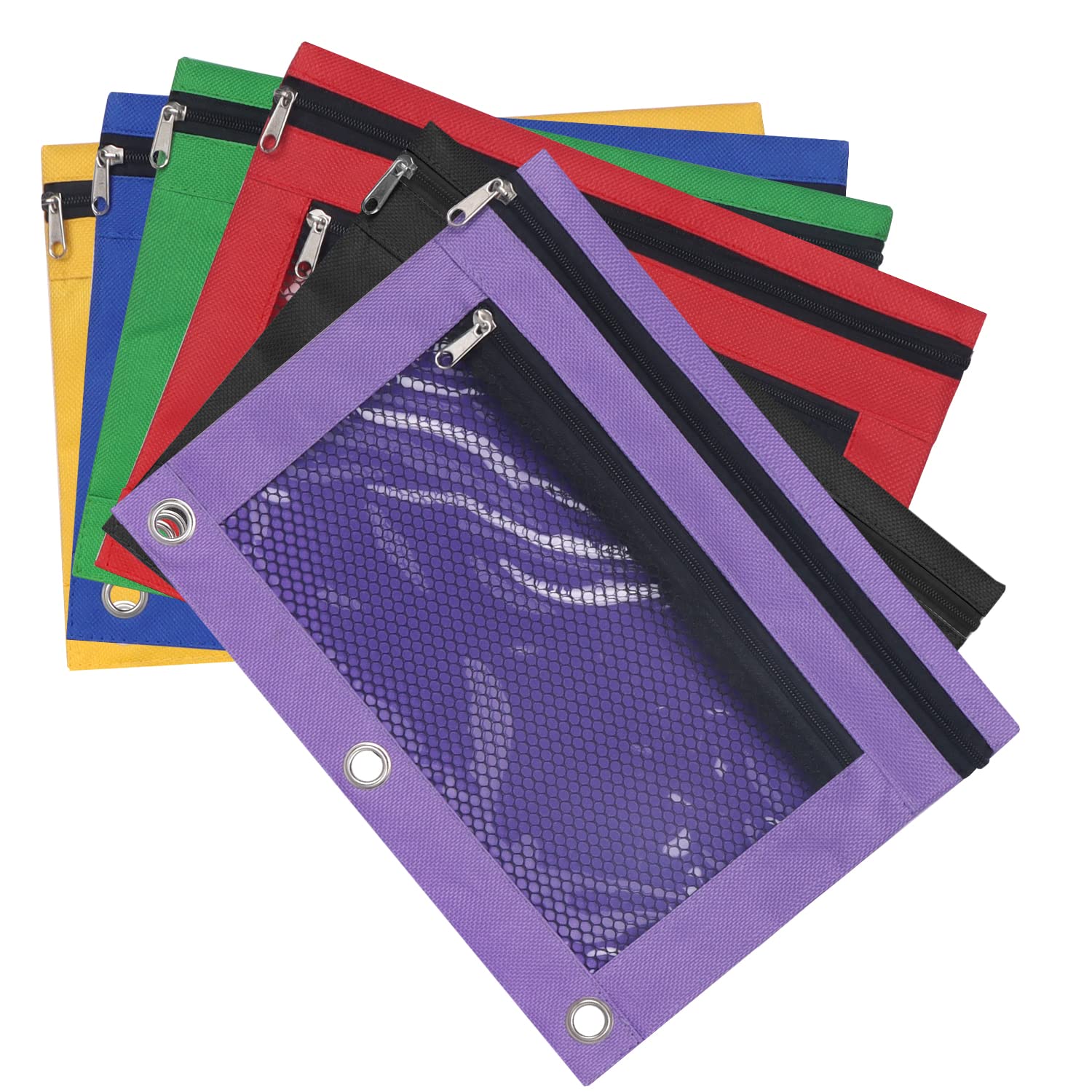 US Retail Products Oxford Cloth Pencil Cases, Black, 5 Pack - 