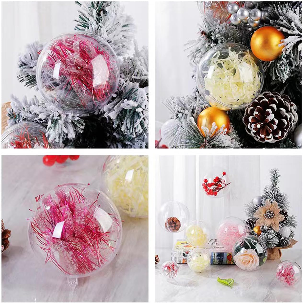 20 clear fillable ornaments balls- 80mm/3.15" transparent plastic thickened spherical assembled craft, for christmas tree decor, and festive days home party(8cm) 20pcs 8cm/20pcs