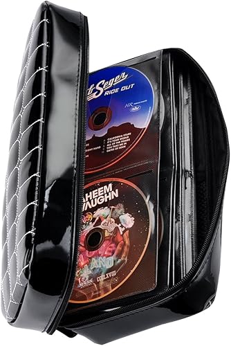 Miniatura 5 de Funda de piel sintética para 80 unidades, para CD, DVD, Blu-ray, organizador de almacenamiento para automóvil, hogar, oficina y viajes, organizador