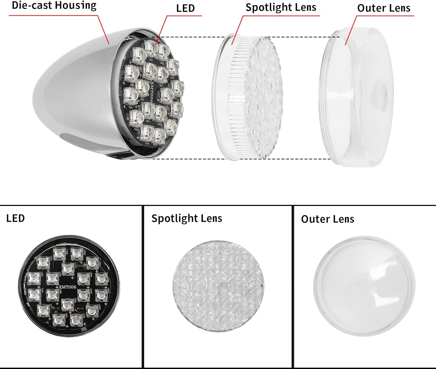 TCMT Chrome Rear LED Turn Signals Lights Fit For Harley Touring 2009-2024 Softail 2000-2025 Sportster XL883 models 2000-2022 Dyna 2006-2017 Long Handle