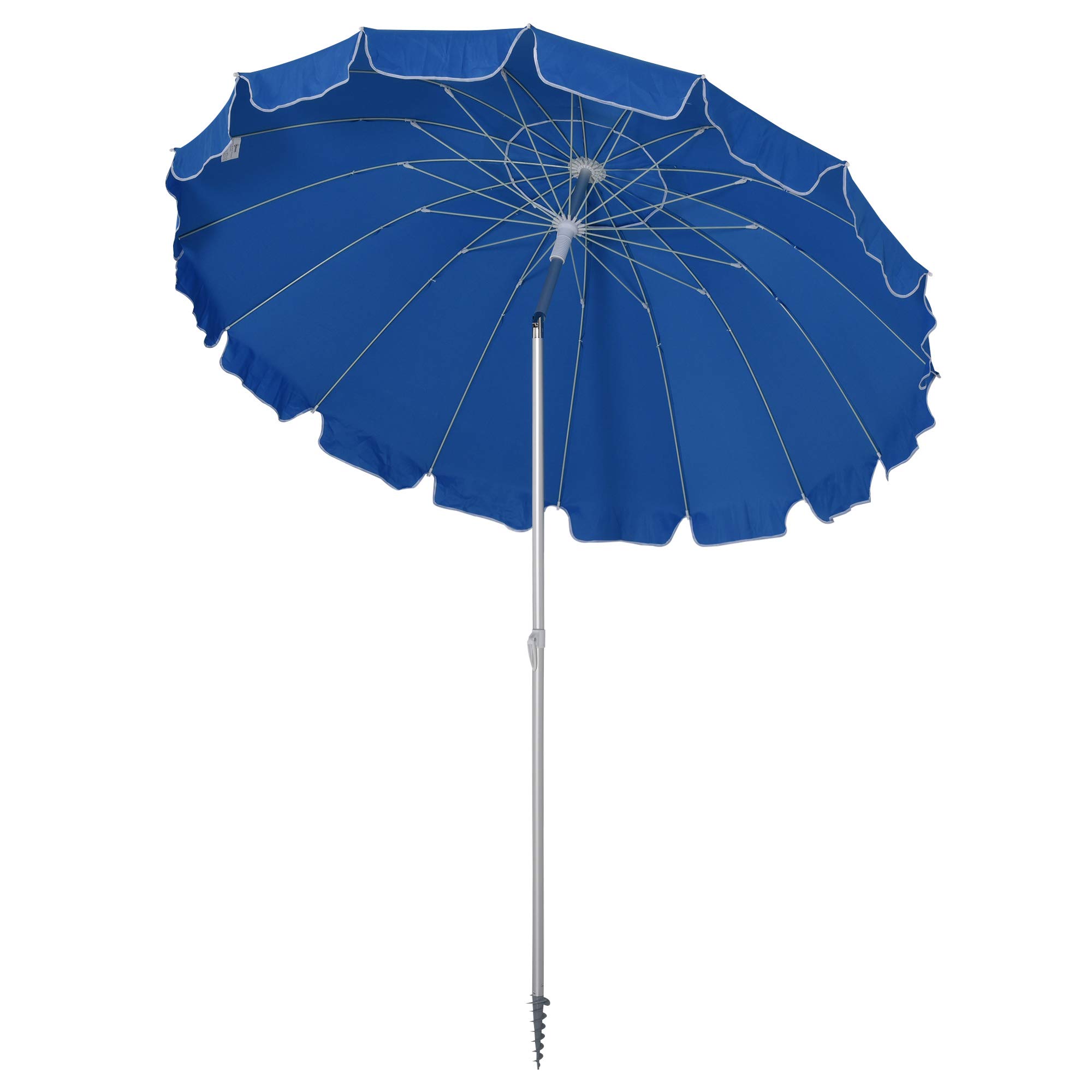 Outsunny - Sombrilla reclinable redonda de 220 cm de diámetro, tejido de poliéster de alta densidad anti UV, mástil desmontable de aluminio con bolsa de transporte incluida.