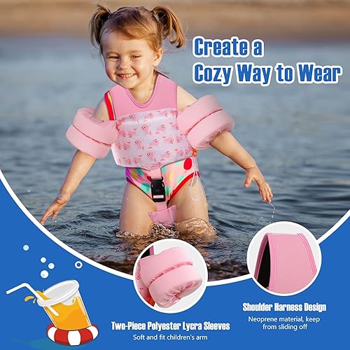 Miniatura 4 de MoKo Banda para el brazo de natación para niños de 20-30-40-50 libras, chaleco de natación para niños pequeños, lindo chaleco de natación de dibujos