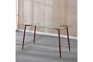 IDS Online Mid Century Fixed Glass Dining Table