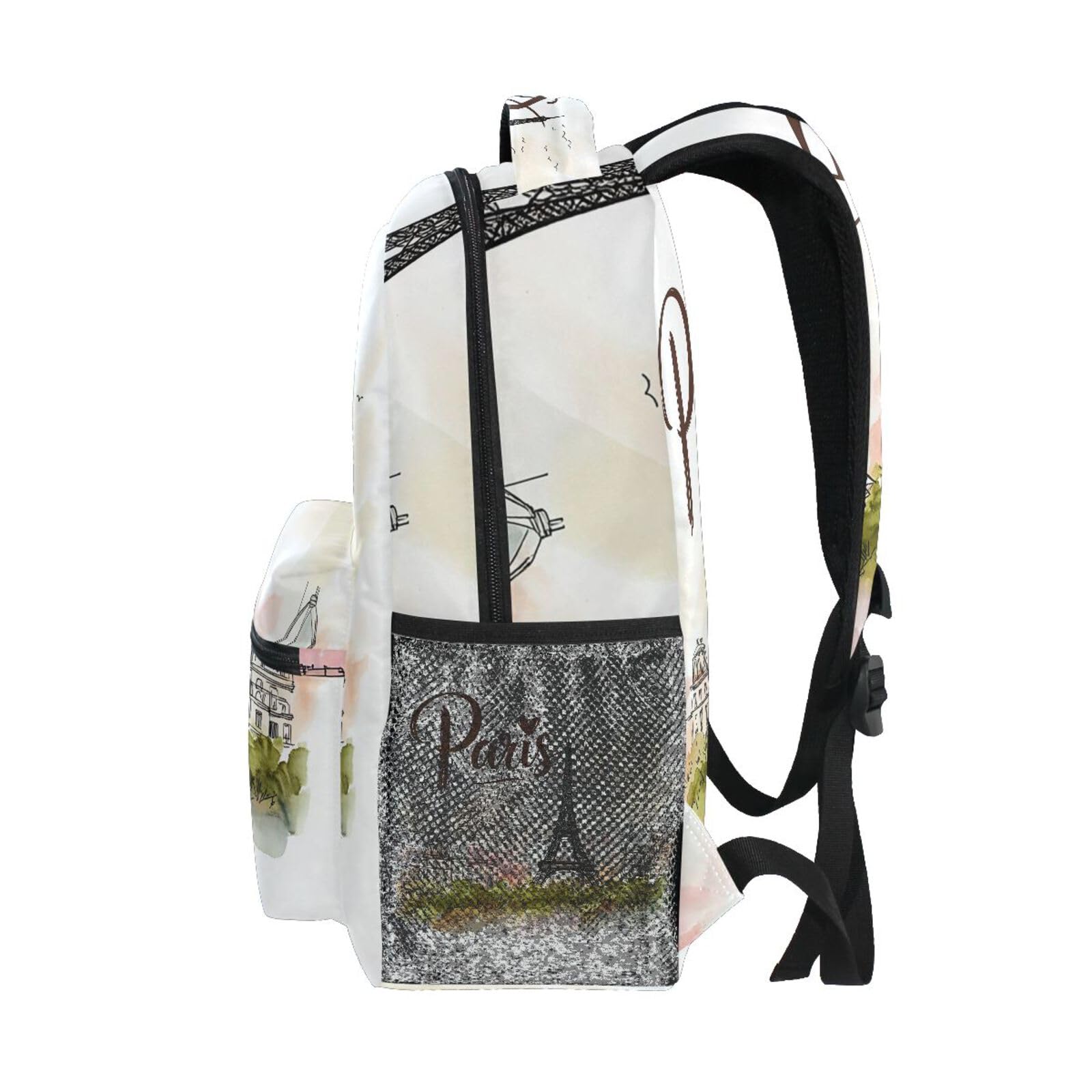 Handmade Paris Eiffel Tower French Romance Vintage Backpack With Keychain Paris Bag Charm: Eiffel Tower, Croissant, & Gingham Bow - Etsy main image 3