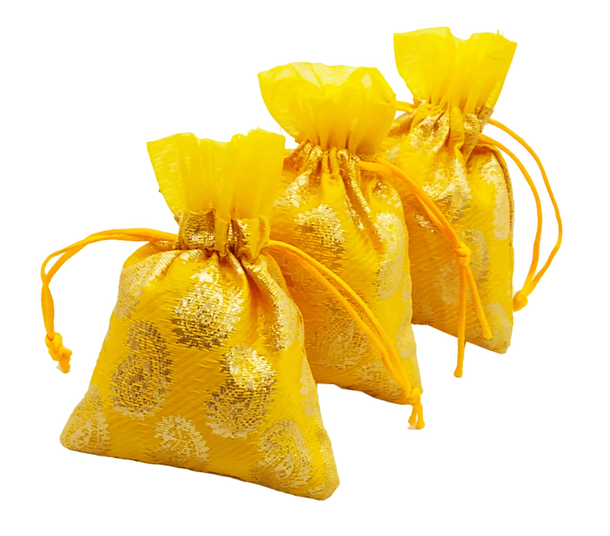 brown leaf Royal Premium Small 6.5x4.5 inch Potli Bags Pouch Best for Wedding Anniversary Party Supply Return Gifting Bags Pack Of 6 (Yellow) (B09B3KZ8NN) Amazon Price History, Amazon Price Tracker