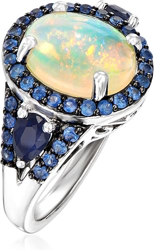 Vista 3 de Ross-Simons Opal and 1.30 ct. t.w. Sapphire Ring in Sterling Silver