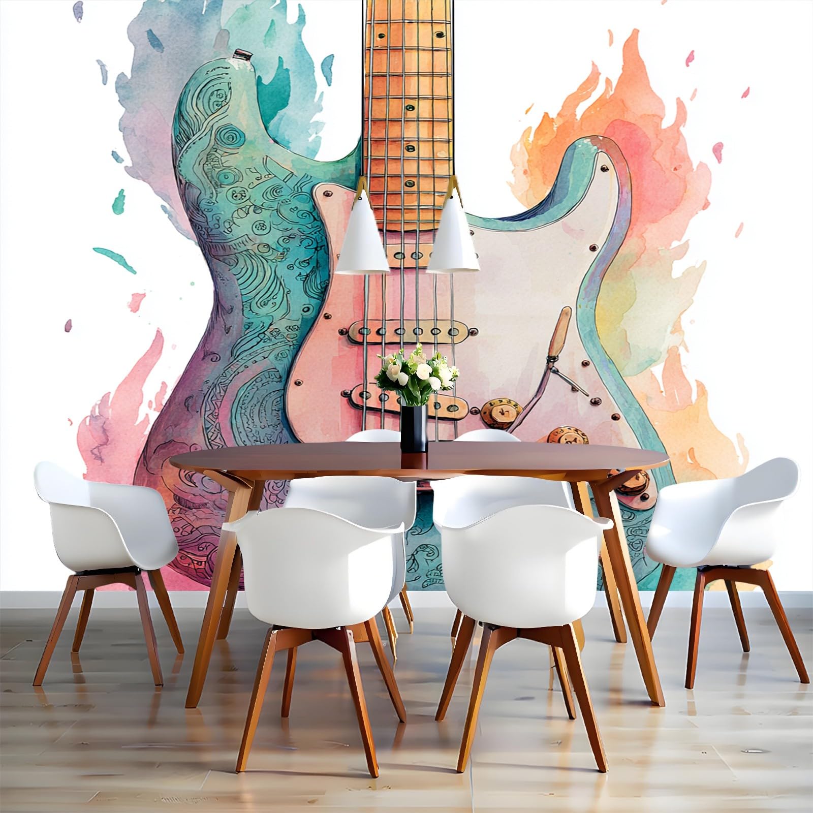 Strumenti Musicali Carta da parati Musica chitarra elettrica Fotomurali Murale 300x210 cm TNT Decorazione da Muro Poster Gigante Carta per Pareti Soggiorno Camera da Letto Sala TV Divano